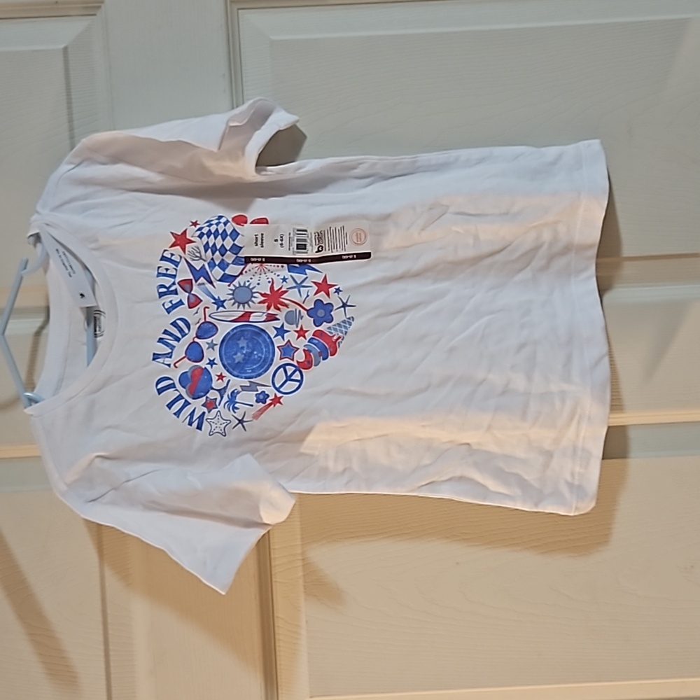 WONDER NATION GIRLS WILD AND FREE GRAPHIC TEE: WHITE:NEW WITH TAGS:SIZE S (6/6X)